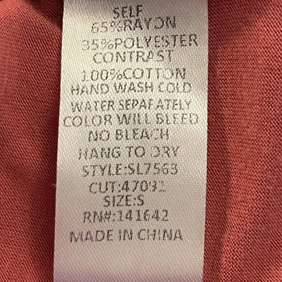 She + Sky Blouse Women's Small Mauve Sleeveless with Ruffles - Picture 12 of 12